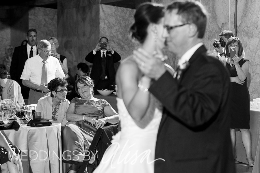 Father and bride first dance at wedding reception in downtown Pittsburgh